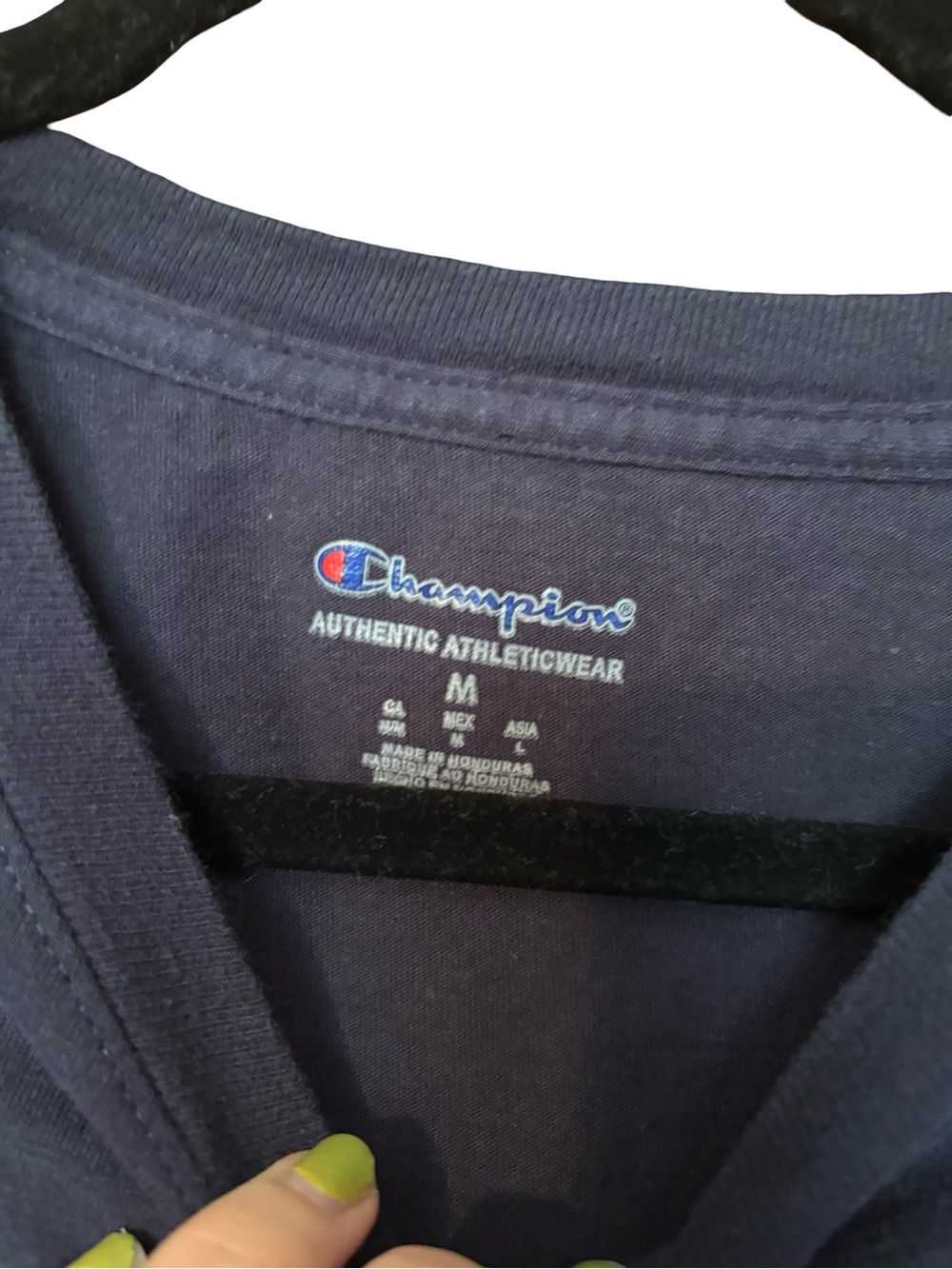 Champion Logo T-Shirt Men's Medium Navy Crewneck - Picture 2 of 6